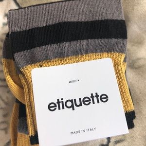Etiquette Yellow and Gray Rugby Stripe Socks